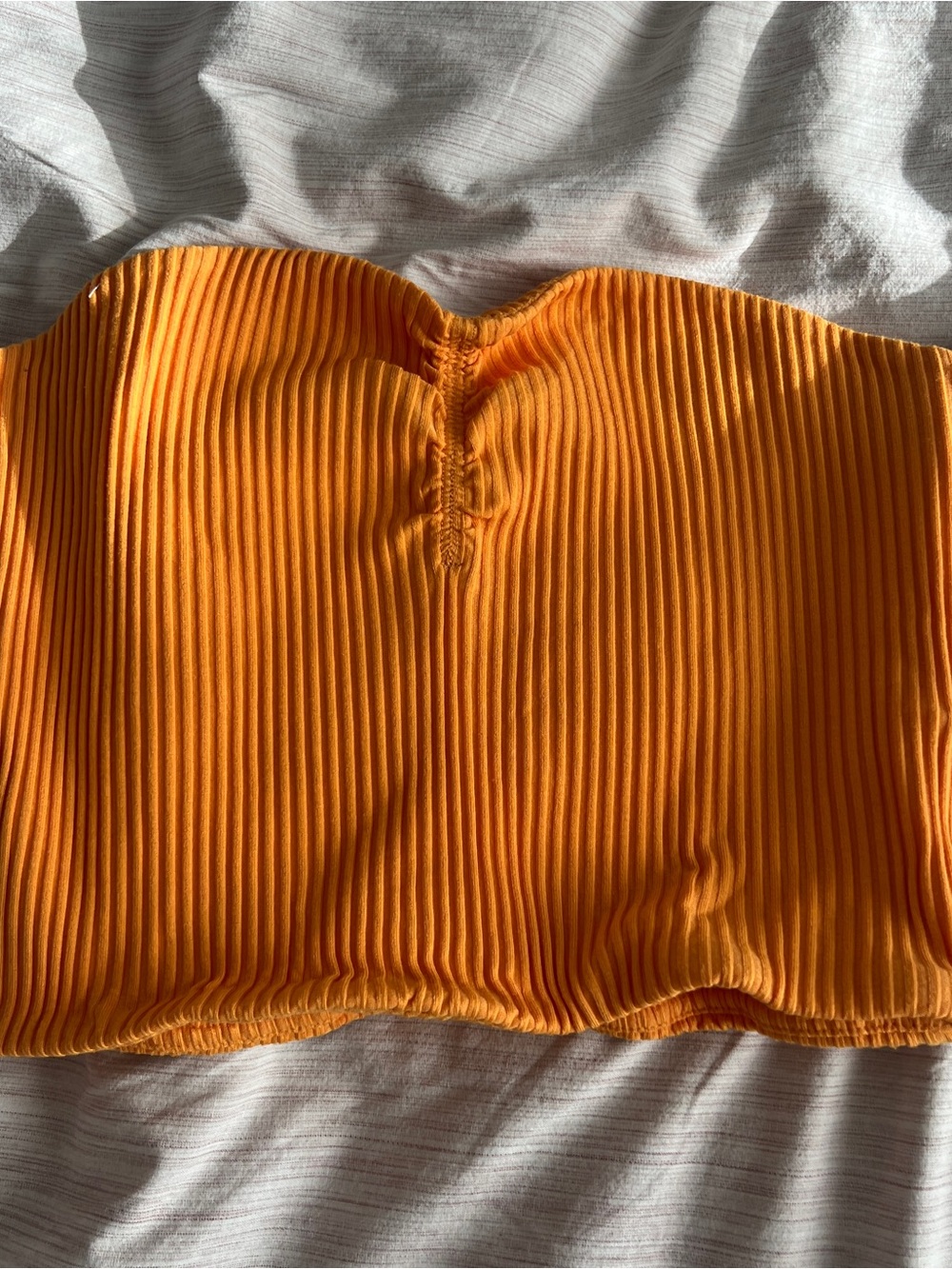 Wilfred Orange Ribbed Strapless Top
